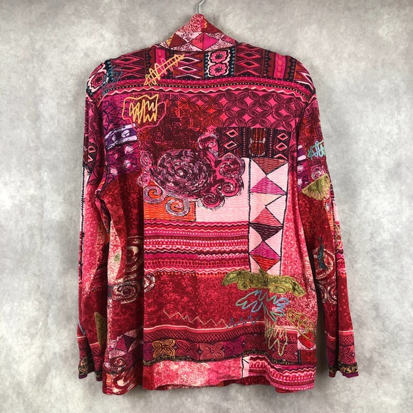 Spa by Chico's Jacket Womens 2 Large Full Zip Art To Wear Abstract Pink Colorful - Picture 8 of 12